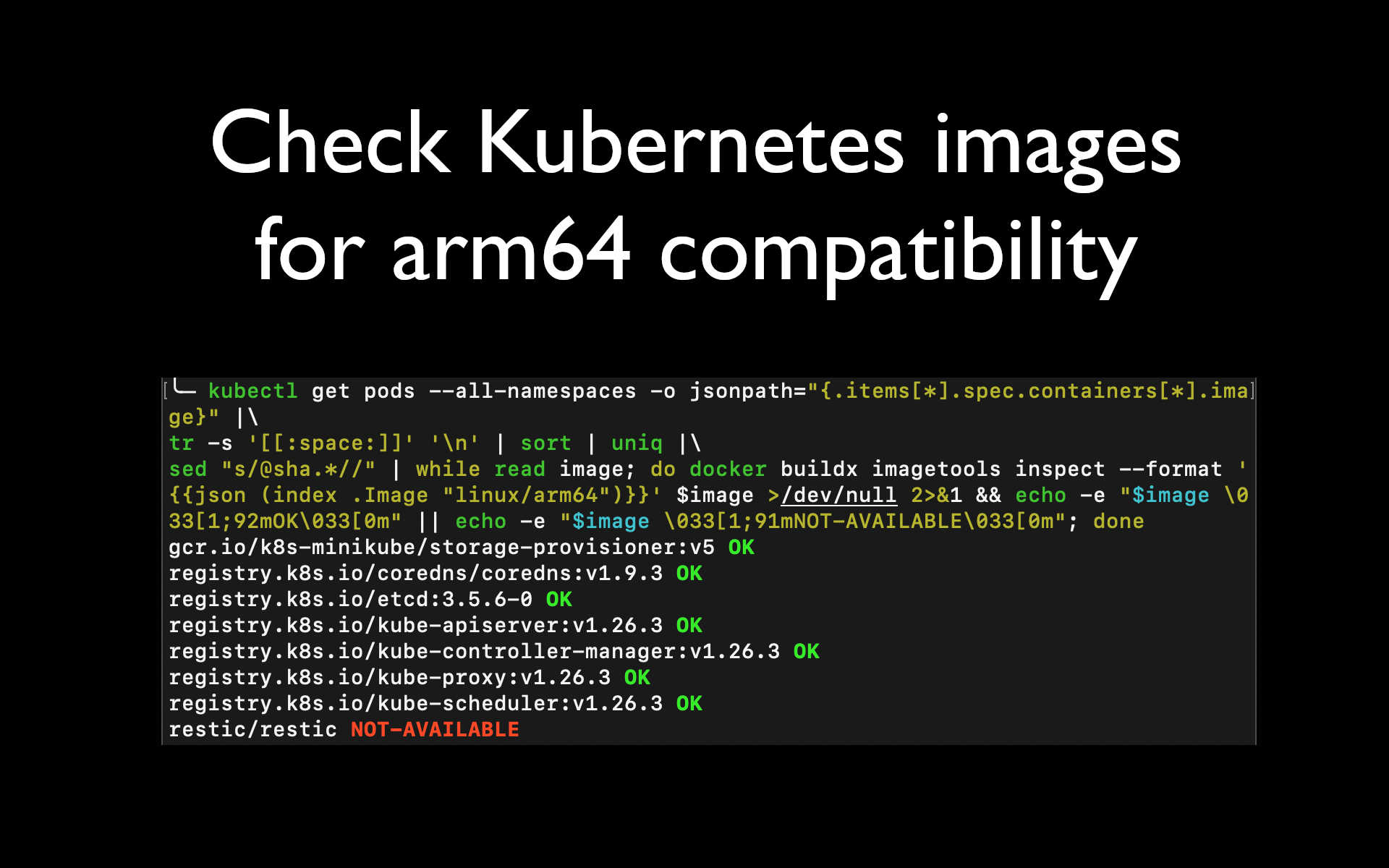 Check Kubernetes images for arm64 compatibility